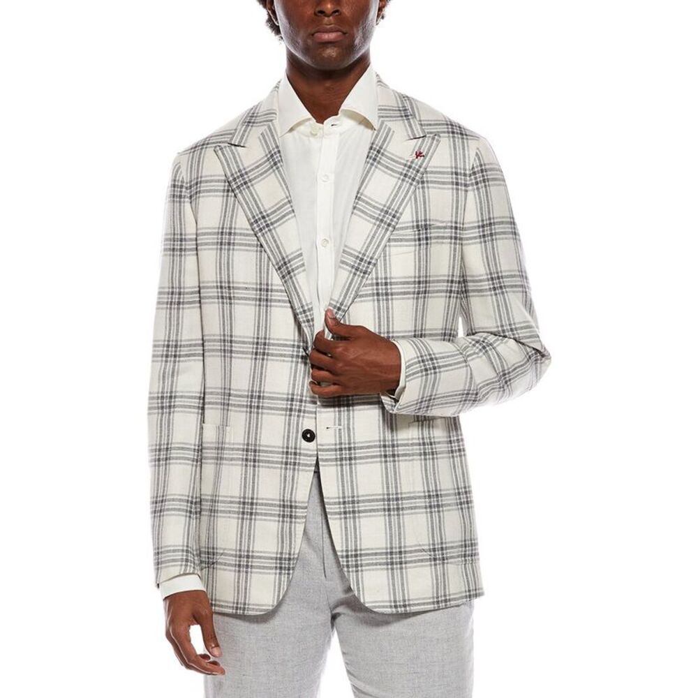 Isaia Mens Wool, Silk, & Linen-Blend Blazer, Tan